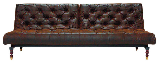 Old School Chesterfield Sofa Transitional Sleeper Sofas By Oldschool Sofa Bed Dark Styletto Legs Vintage Brown Leather Look