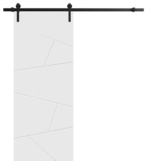 Barn Door Planum 0990 Painted White 6.6FT, 42" x 96" Transitional