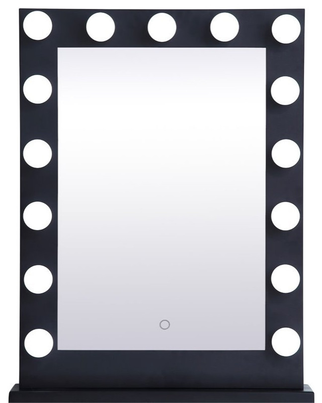 Elegant Decor Brenda 32" x 24" Plug in LED Vanity Mirror in Black