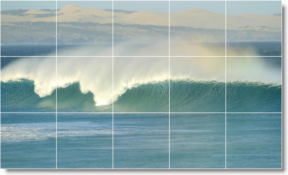 Waves Picture Back Splash Tile Mural W006, 40"x24"