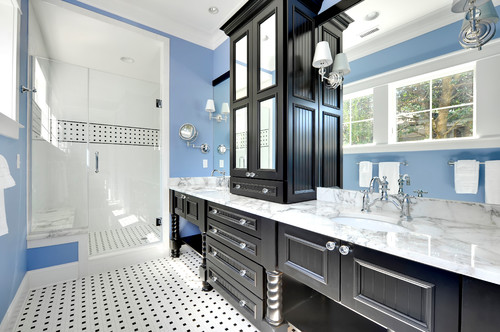 Black Bathroom Vanity Cabinet White Countertops