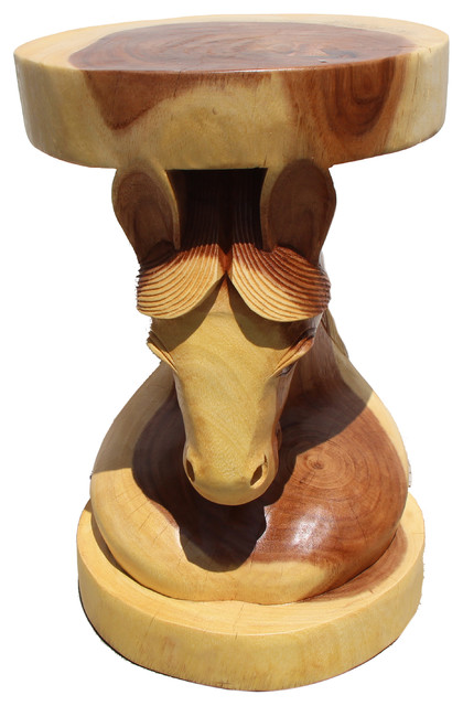 Hand Carved Wood Horse Head Stool Eclectic Side Tables And End Hand Carved Wood Horse Head Stool