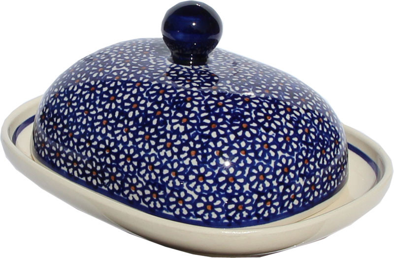 Polish Pottery Butter Dish, Pattern Number: 120