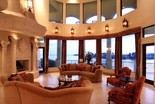 Venetian Style Waterfront Palazzo - Mediterranean - Living Room ...