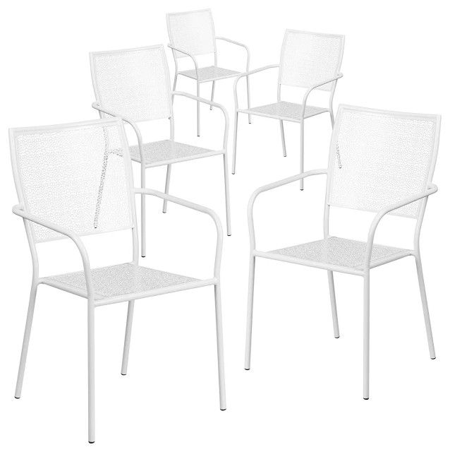 5 Pack Outdoor Dining Chair, Stackable Design With Mesh Square Back
