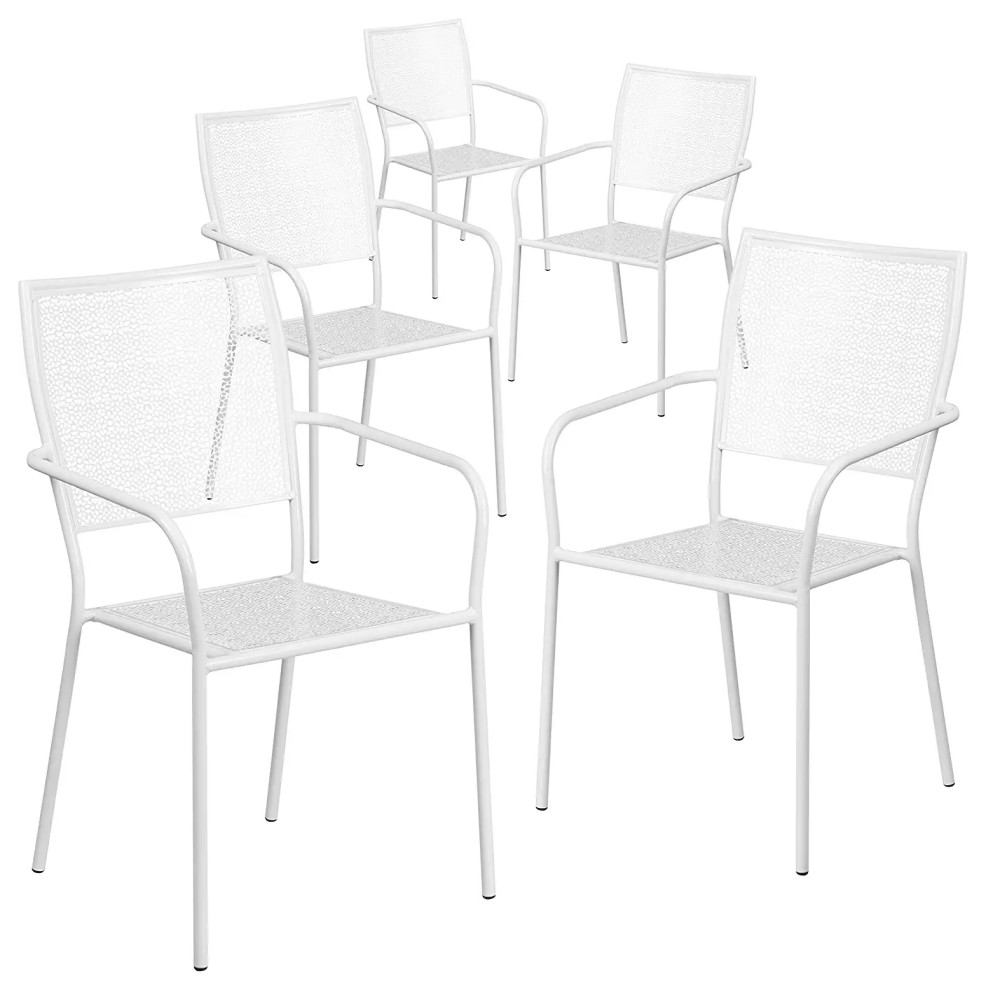 5 Pack Outdoor Dining Chair, Stackable Design With Mesh Square Back