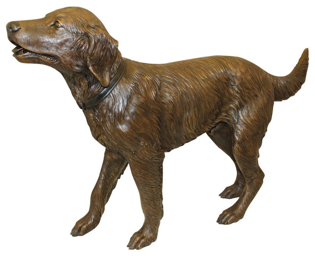 Golden Retriever Dog Standing Bronze Statue 44 X10 X27 Golden Retriever Dog Standing Bronze Statue