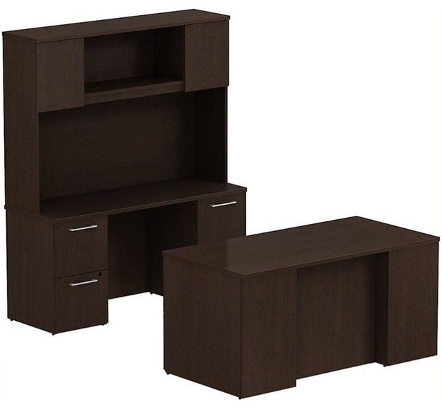 Bush Business 300 Series 60" Desk with Credenza and Hutch