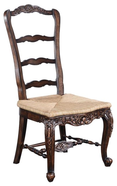 New French Country Tall Chair Walnut, Tall Wooden Kitchen Chairs