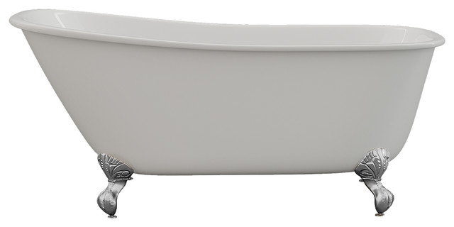 Cast Iron Swedish Slipper Tub 58 X30, 58 X 30 White Bathtub