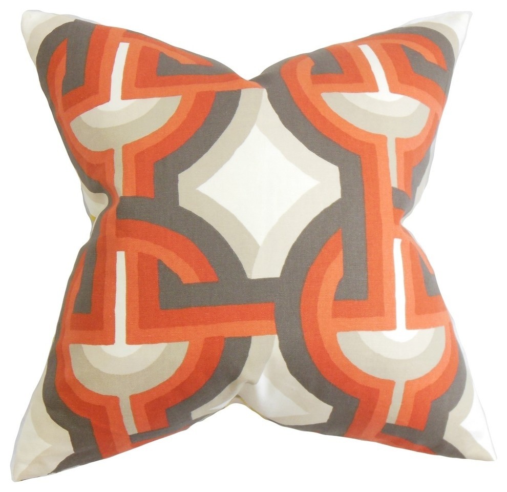 Rineke Geometric Pillow Orange 18"x18"