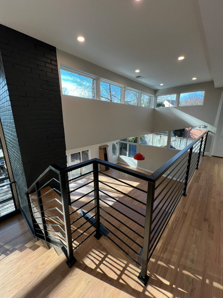 New metal staircase with metal railings