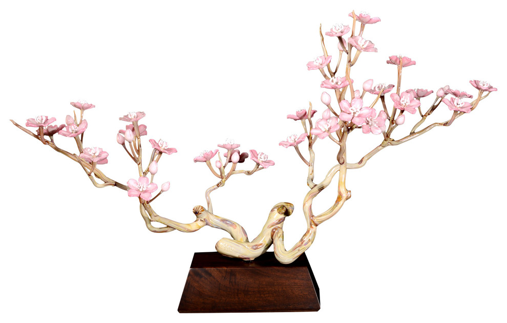 Cherry Blossom Tree Glass Sculpture Asian Sculptures by MC Glass Art