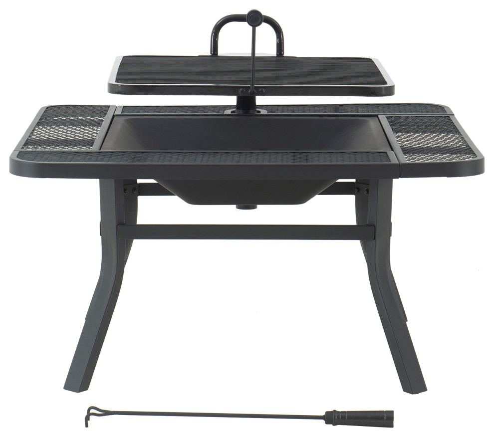 Sunjoy 38" Outdoor Fire Pit Black Large Wood Burning Modern Fire Pits by Golden Bull