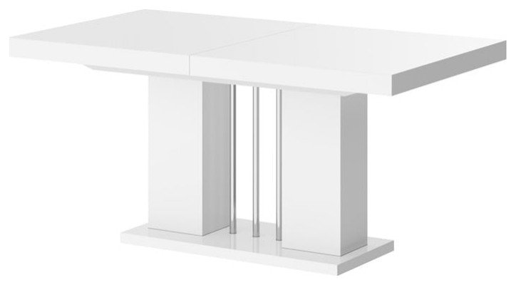 NOSSA High Gloss Extendable Dining Table, White
