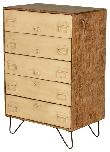 Holland Industrial File Cabinet Mango Wood 5 Drawer Dresser
