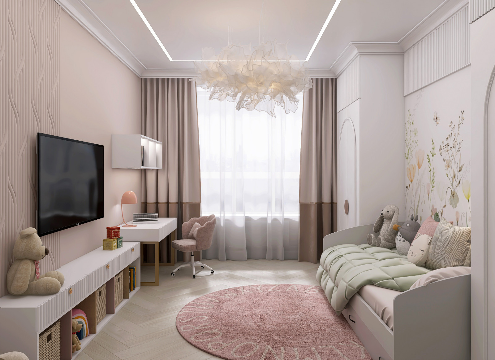 Проект детской 17м2 для девочки