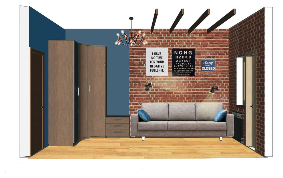 Комната в стиле лофт