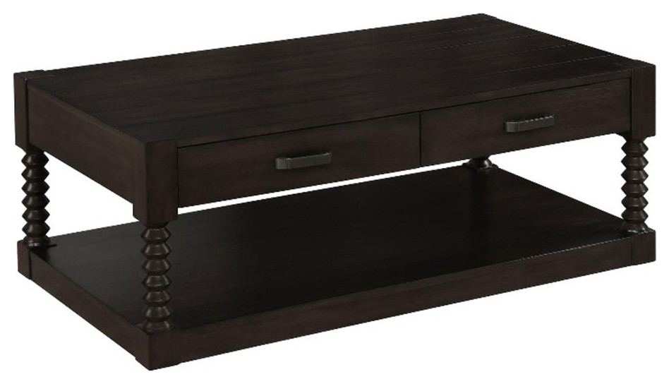 Pemberly Row 2-drawer Traditional Wood Coffee Table in Coffee Bean