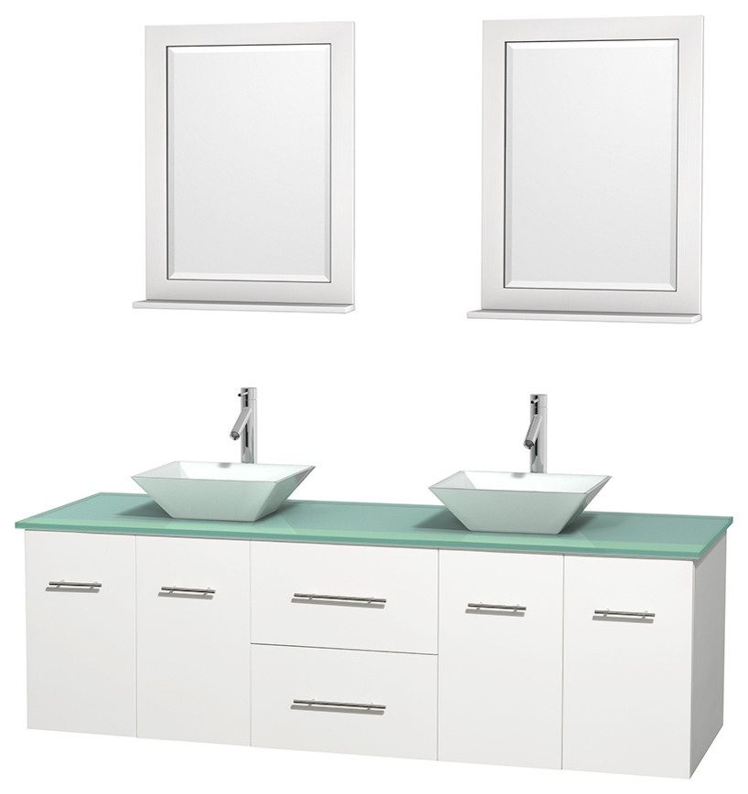 72 in. Double Bathroom Vanity Set with Pyra White Porcelain Sink