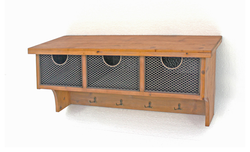 Rustic Wooden Wall Shelf With 3 Drawers Industrial Display And Wall