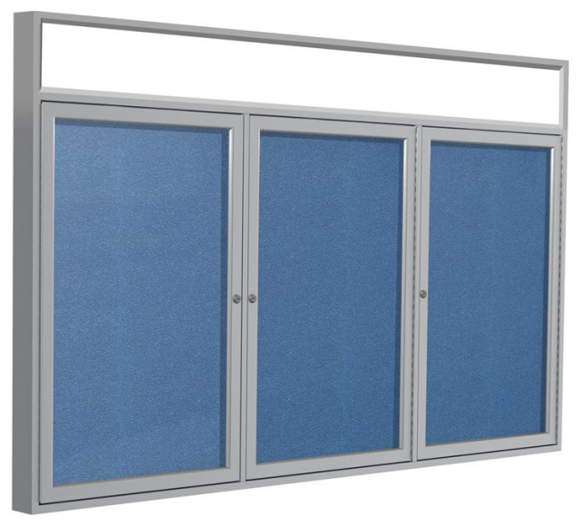 Ghent's Vinyl 48" x 96" 3 Door Enclosed Bulletin Board in Ocean Blue