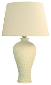 White Ceramic Lamps: 20.08 in. White Textured Curvy Table Lamp LT2004-WHT