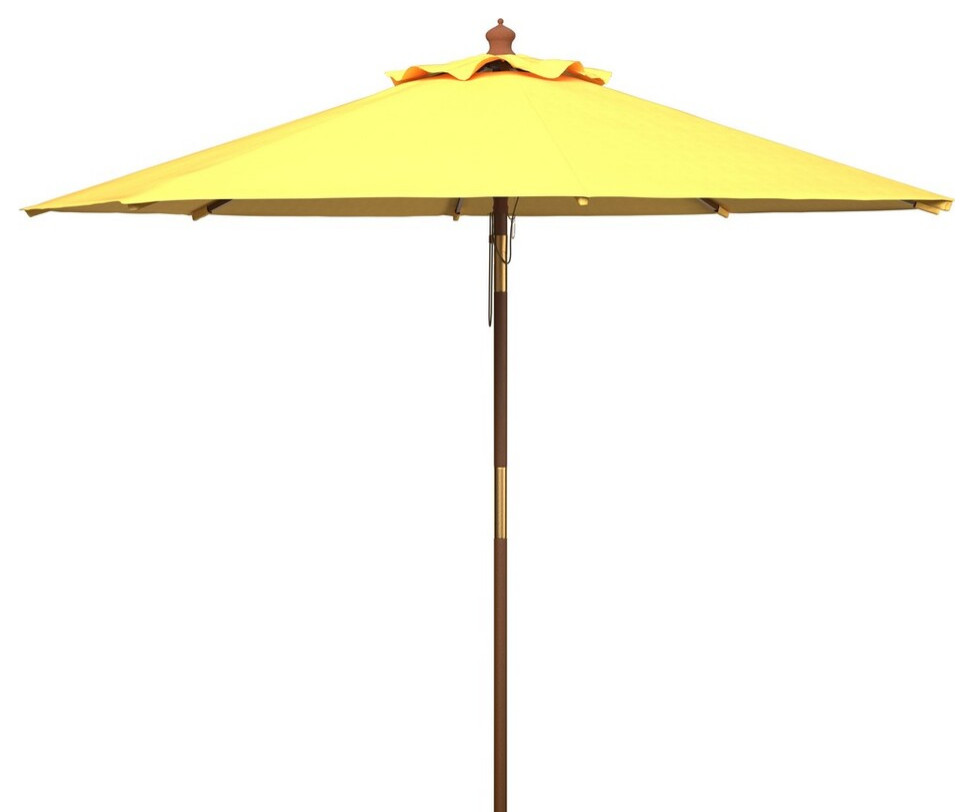Safavieh Cannes 9ft Wooden Outdoor Umbrella Yellow Contemporary