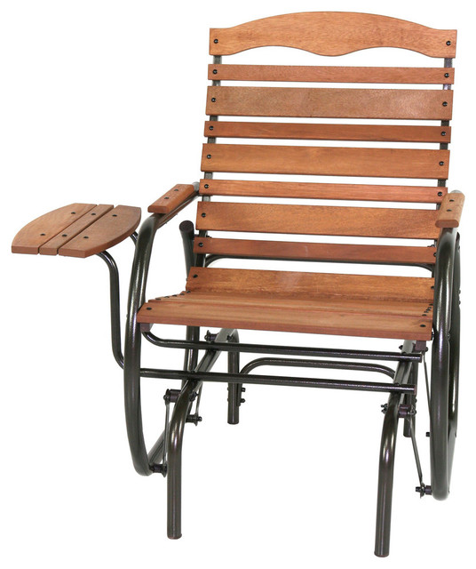 Jack Post Wood Glider Chair With Tray Transitional Outdoor