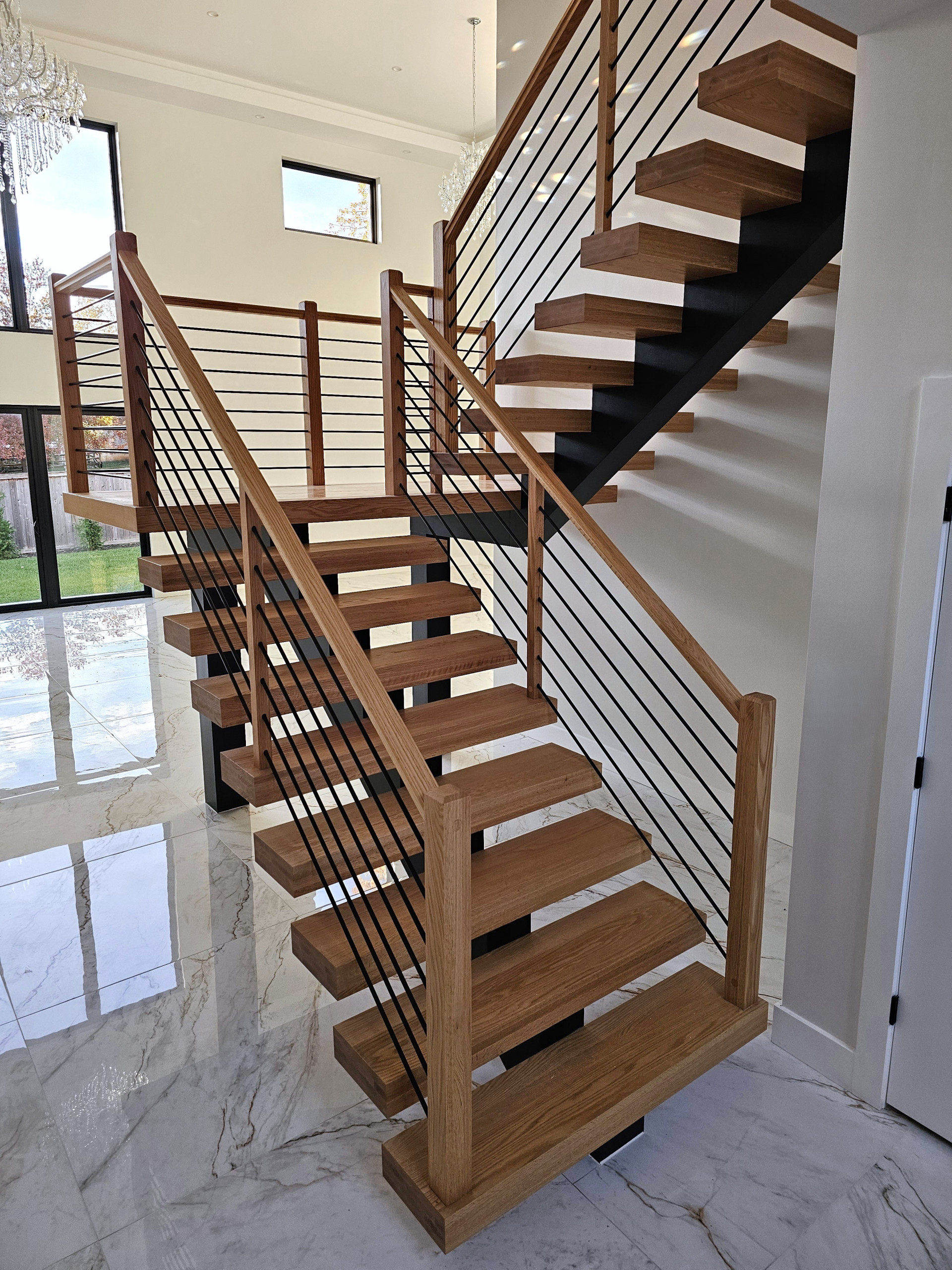 143_Modern Floating Red Oak and Metal Staircase, Sterling, VA
