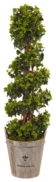 4' English Ivy Artificial Tree, Farmhouse Planter, UV Resistant, In/Outdoor