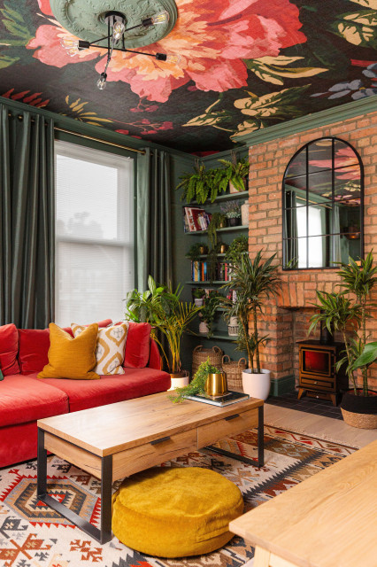 Vibrant Living Room with Statement Ceiling eclectic-living-room