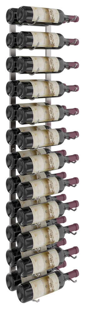 W Series Wine Rack 4 Wall Mounted Metal Bottle Storage, Brushed Nickel, 24 Bottles (Double Deep)