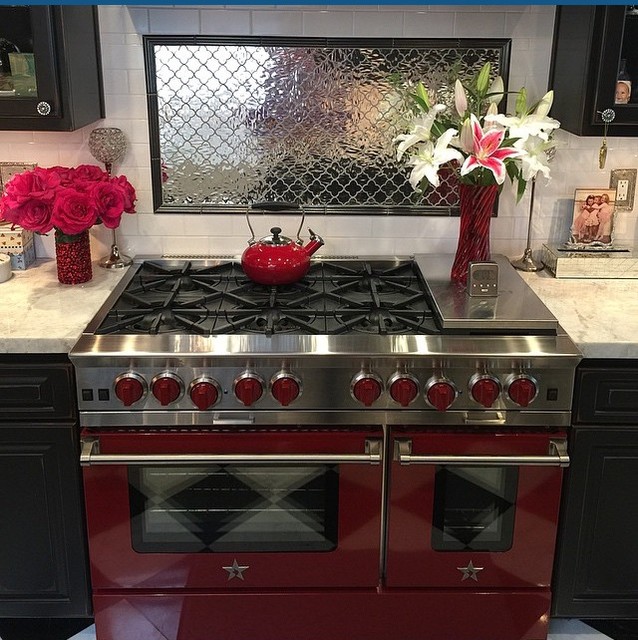 Red 48" BlueStar Platinum Range and Custom Hood designed by Nichole