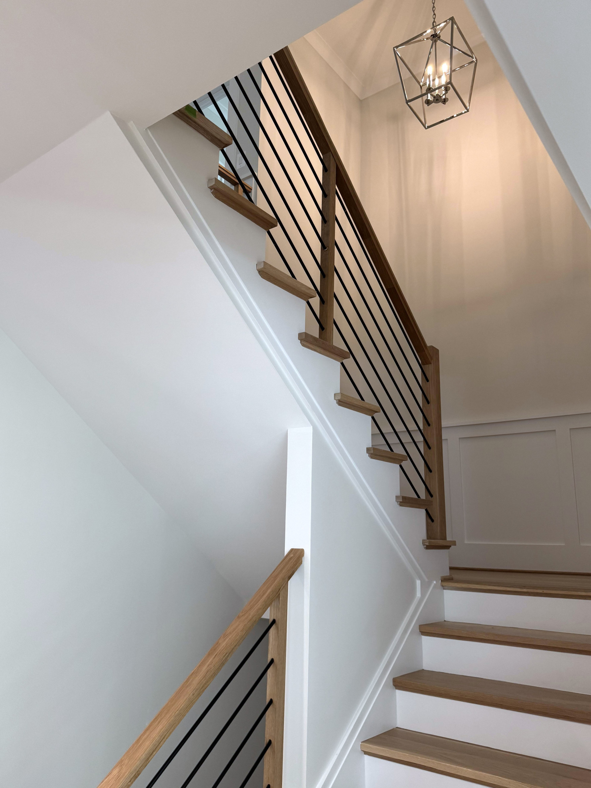 140_Modern White Oak Stair with Horizontal Bar Rail, Falls Church, VA 22043