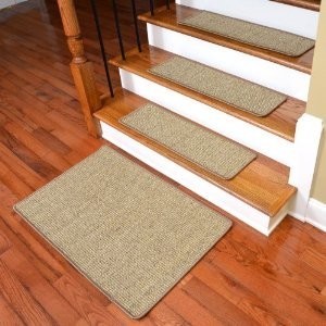 Dean Non-Skid Sisal Carpet Stair Treads - Desert - Set of 13 Plus Mat
