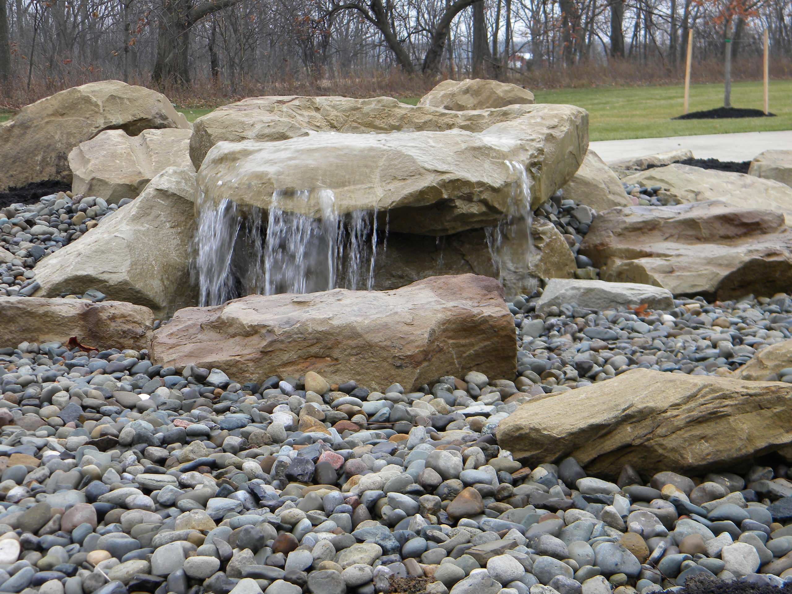 Carved stone and Basalt fountain