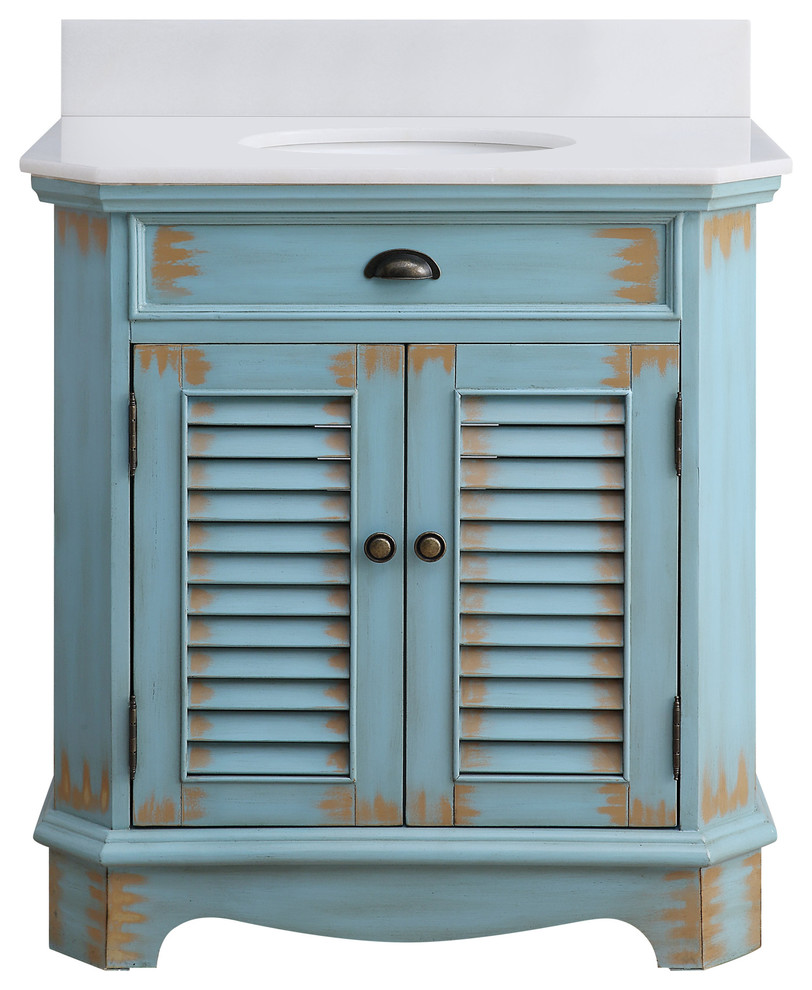 24" Fairfield Rustic Blue Bathroom Vanity - Farmhouse - Bathroom ...