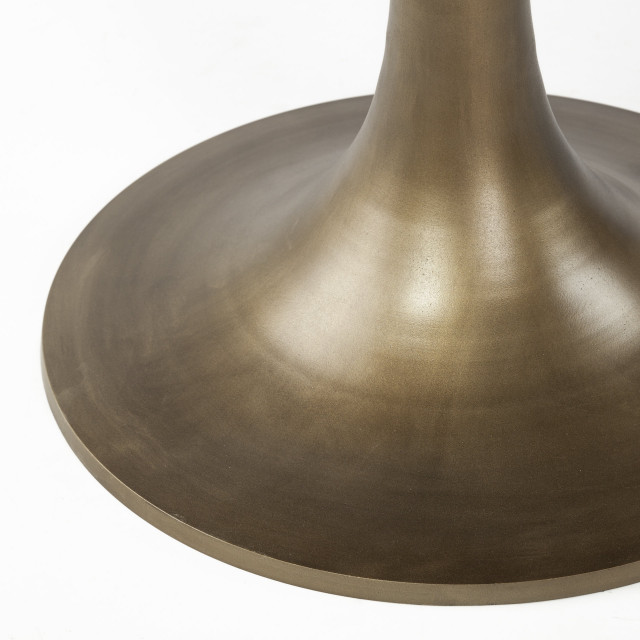 HomeRoots 54" Round Brown Solid Wood Top With Gold Metal Base Dining ...
