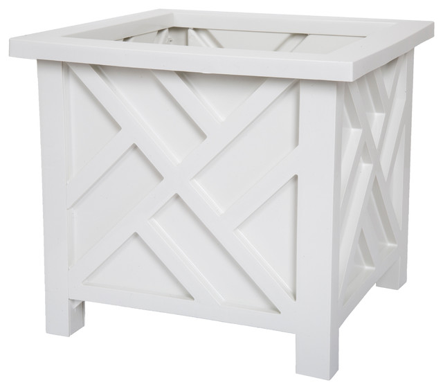 Pure Garden Boxplanter White Traditional Outdoor Pots And Pure Garden Boxplanter White