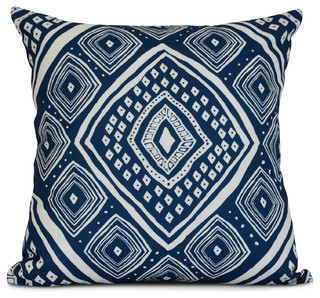 16x16" Geometric, Diamond Jill Outdoor Pillow, Blue