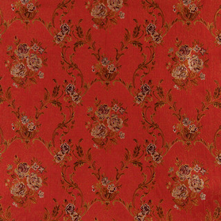 Red Brown Gold And Ivory Floral Brocade Upholstery Fabric By The Yard ...