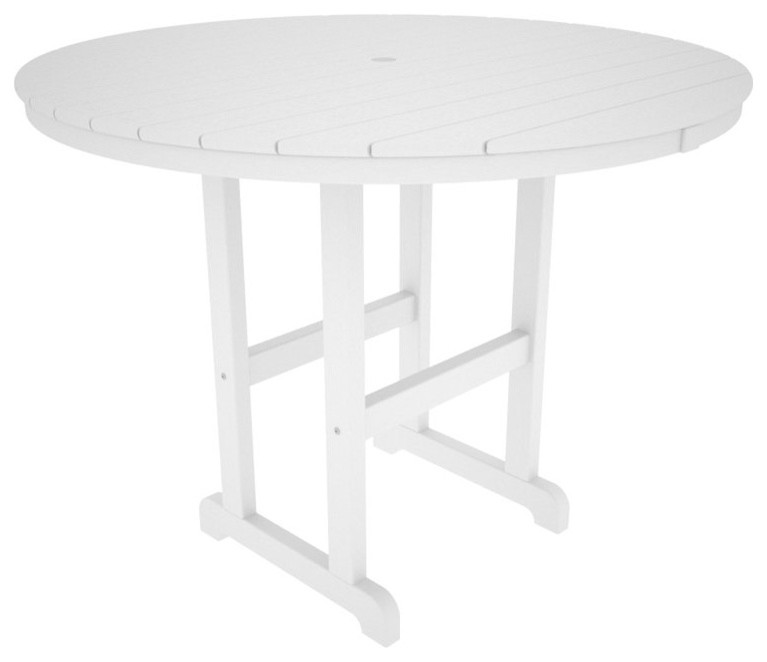 POLYWOOD Round 48 in. Counter Height Recycled Plastic Table - RRT248BL