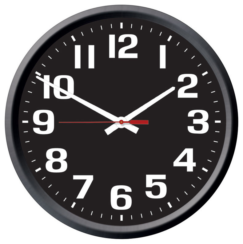 Black Gamma Electric Wall Clock Contemporary Wall Clocks by J