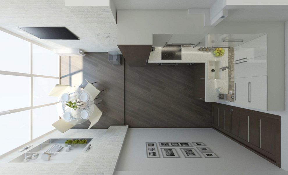 Интерьер кухни, объединеной с лоджией в ЖК Яблони, г. Красноярск