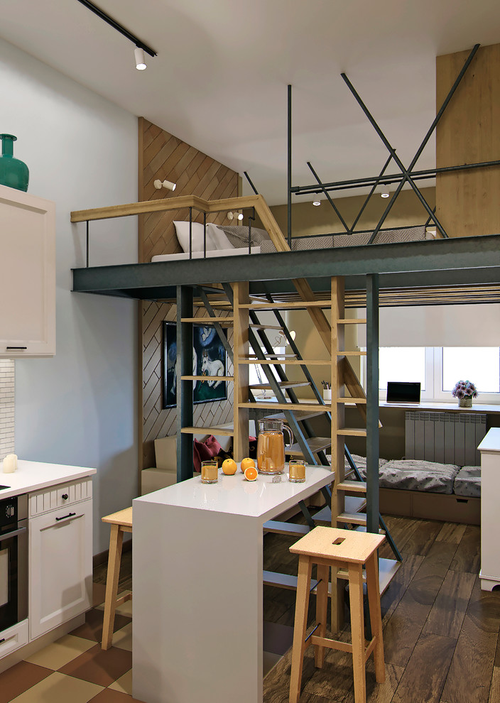 Пространство спальни - Кухня - Лаунж зона - Рабочее пространство