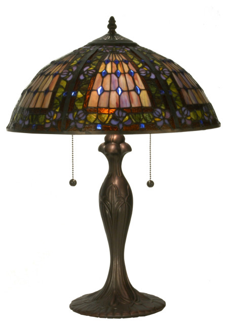 Meyda Tiffany 81447 22.5" H Fleur-De-Lis Table Lamp - Green / Blue