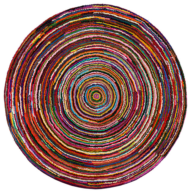 Ripple Round Rug, Multicolor Contemporary Area Rugs by Anji Mountain
