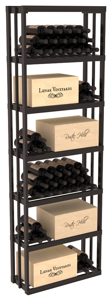 Rectangular Wine Storage Bin, Redwood, Black/Satin Finish