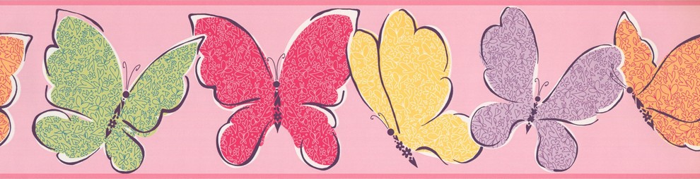 Wallpaper Border Butterfly Wallpaper Border Prepasted Contemporary Wallpaper By Designers Wallpaper Houzz